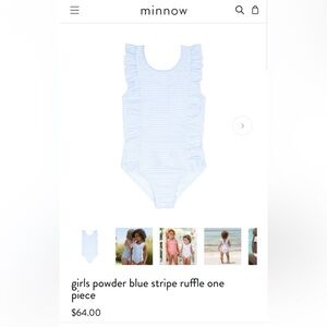 Minnow girls powder blue stripe ruffle one piece
